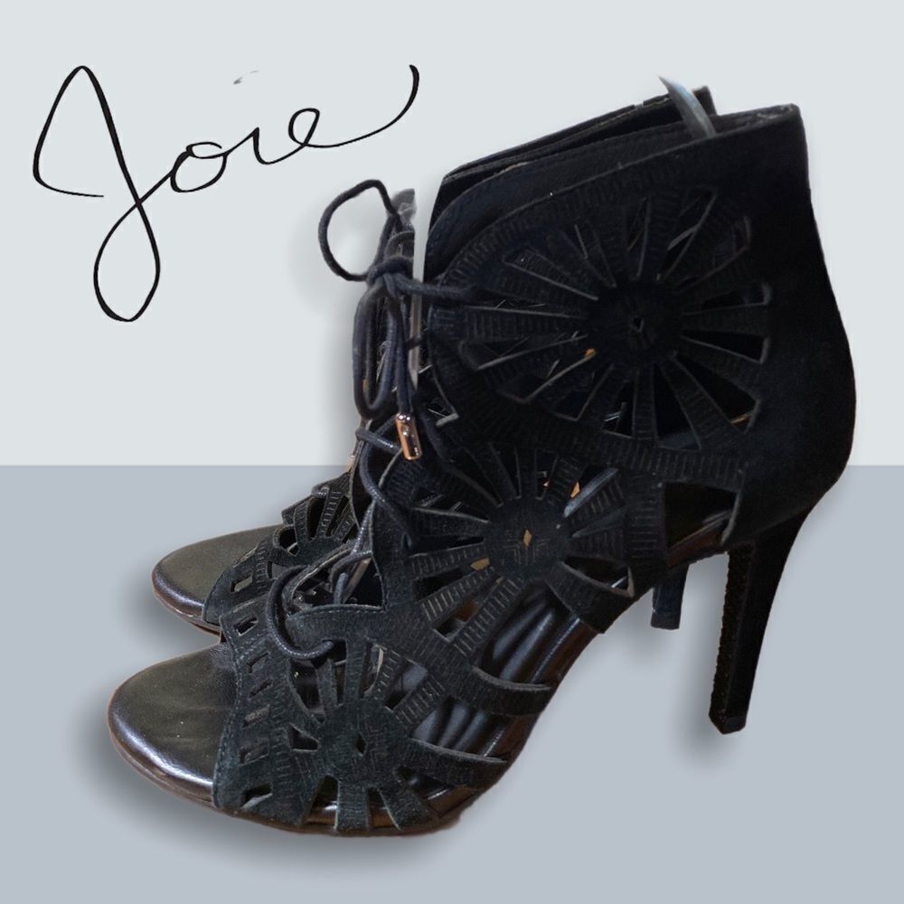Joie "Paxton" Black Suede Cut-out Heels 36.5 6.5